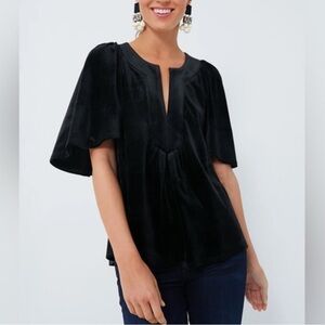 TUCKERNUCK POMANDER PLACE Black Velvet Finley Flutter Sleeve Top medium